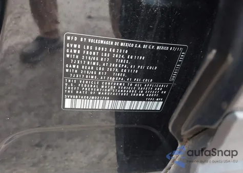 2018 Volkswagen Tiguan 2.0T S from USA, damaged, VIN 3VV0B7AX6JM021756